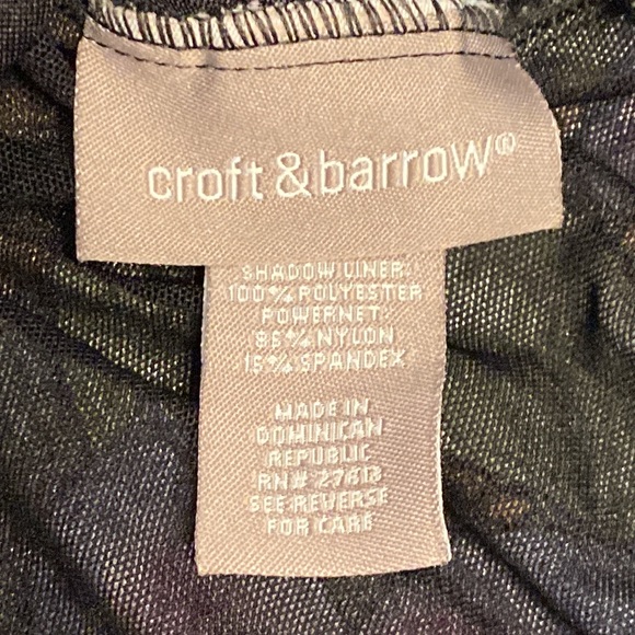 ๐VGUC 14 One Piece Croft & Barrow Plus Size Swim Suit black floral gold orange - Picture 10 of 12